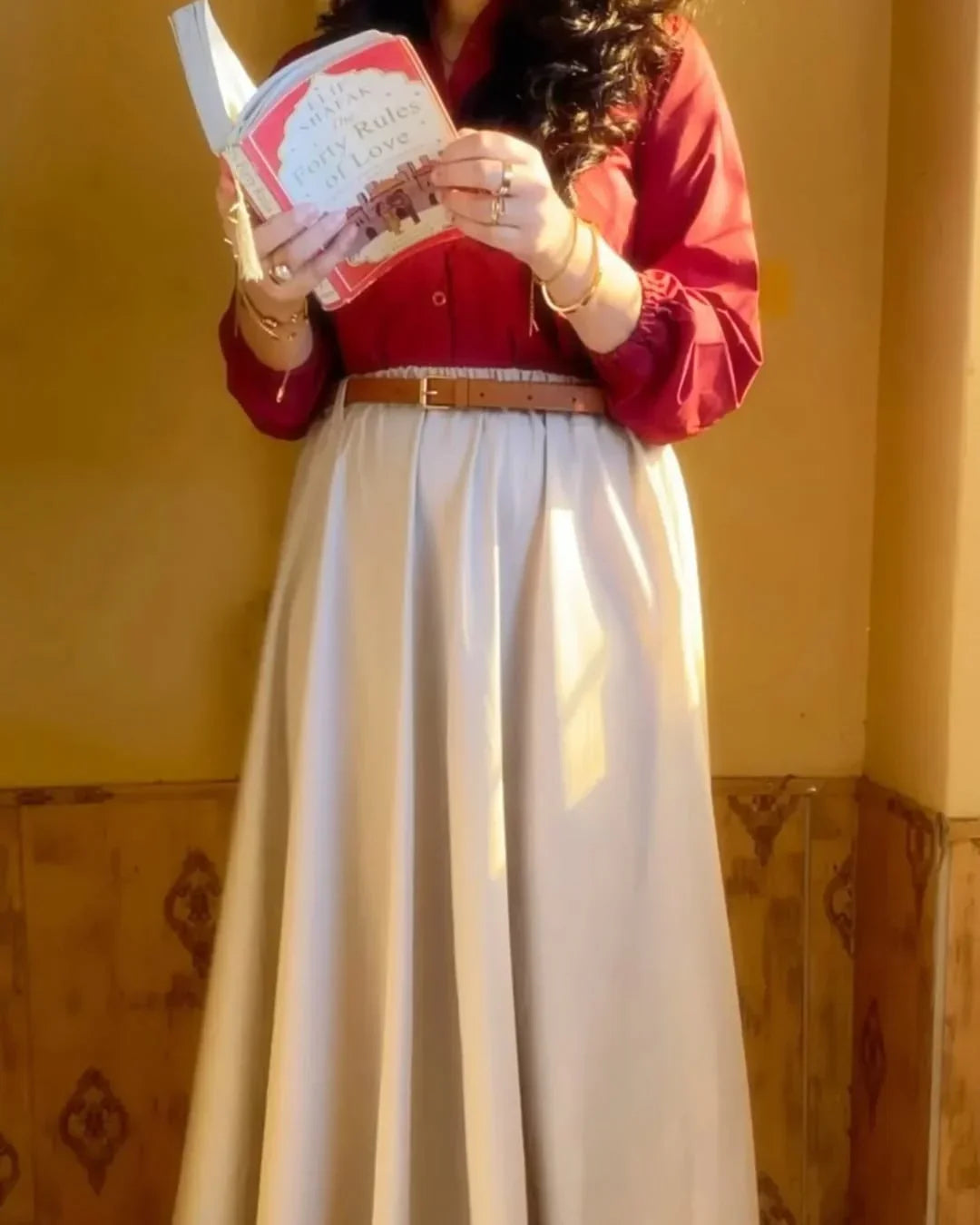 Shirt Skurt ( Mehroon ) with Belt